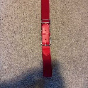 Red baseball Belt with Silver Buckle